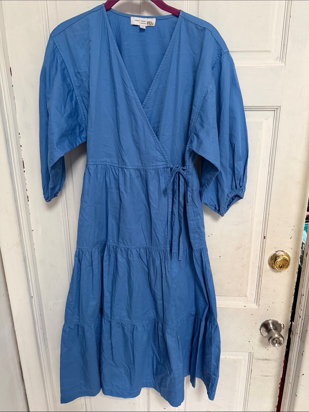 Sweet Baby Jamie Rent the Runway Blue Wrap Midi Dress with Tiered Dress - XS